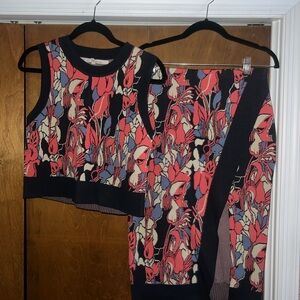 Two Piece Floral Knit Set